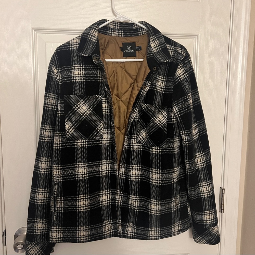Volcom Black & White Plaid Quilted-Lined Jacket